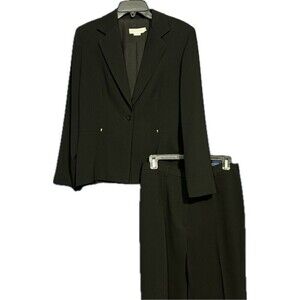 Garfield & Marks Executive Suit Womens Sz 4 Blazer Sz 6 Black Ribbed Pants